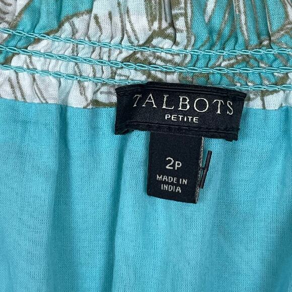 Talbots Dress Short Sleeves Floral Turquoise White Size Petite‎ 2P - Picture 4 of 6